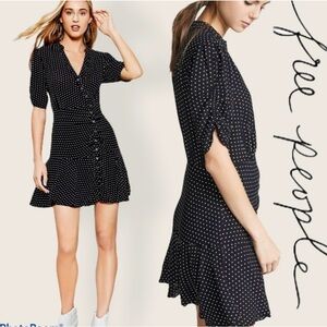 Free People Black and White Ruffled Mini Sundress